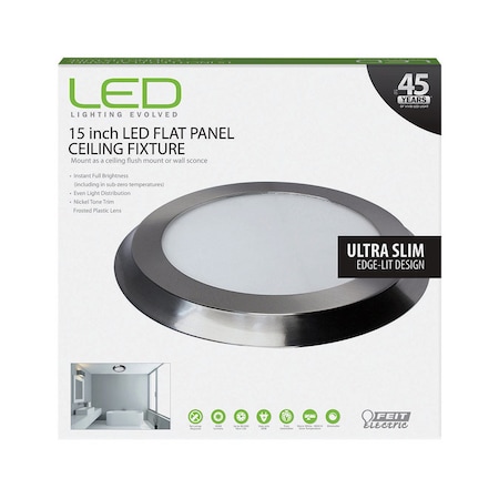 Feit Electric Feit EDGELIT 1.1 in. H X 15 in. W X 15 in. L Nickel White LED Flat Panel Light Fixture FP15D/4WY/NK
